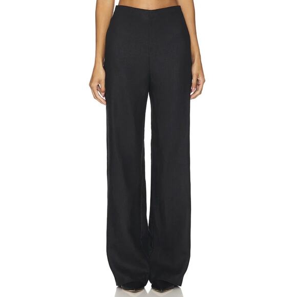 NWT Pearl Linen Viscose Riviera Pants Sabato Black High Waist 8 - Picture 1 of 5